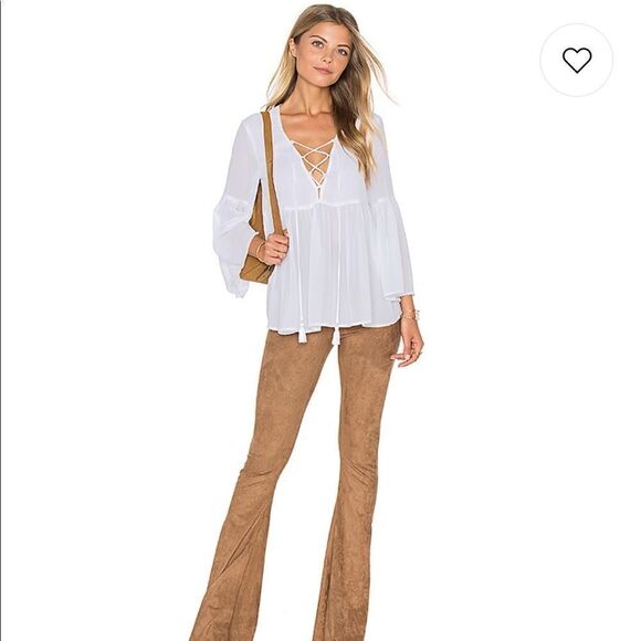 NWT SMYM Poet Tie Top in White Chiffon Medium - Picture 4 of 8